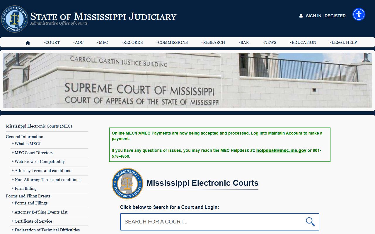 Mississippi Electronic Courts information for Newton County court records