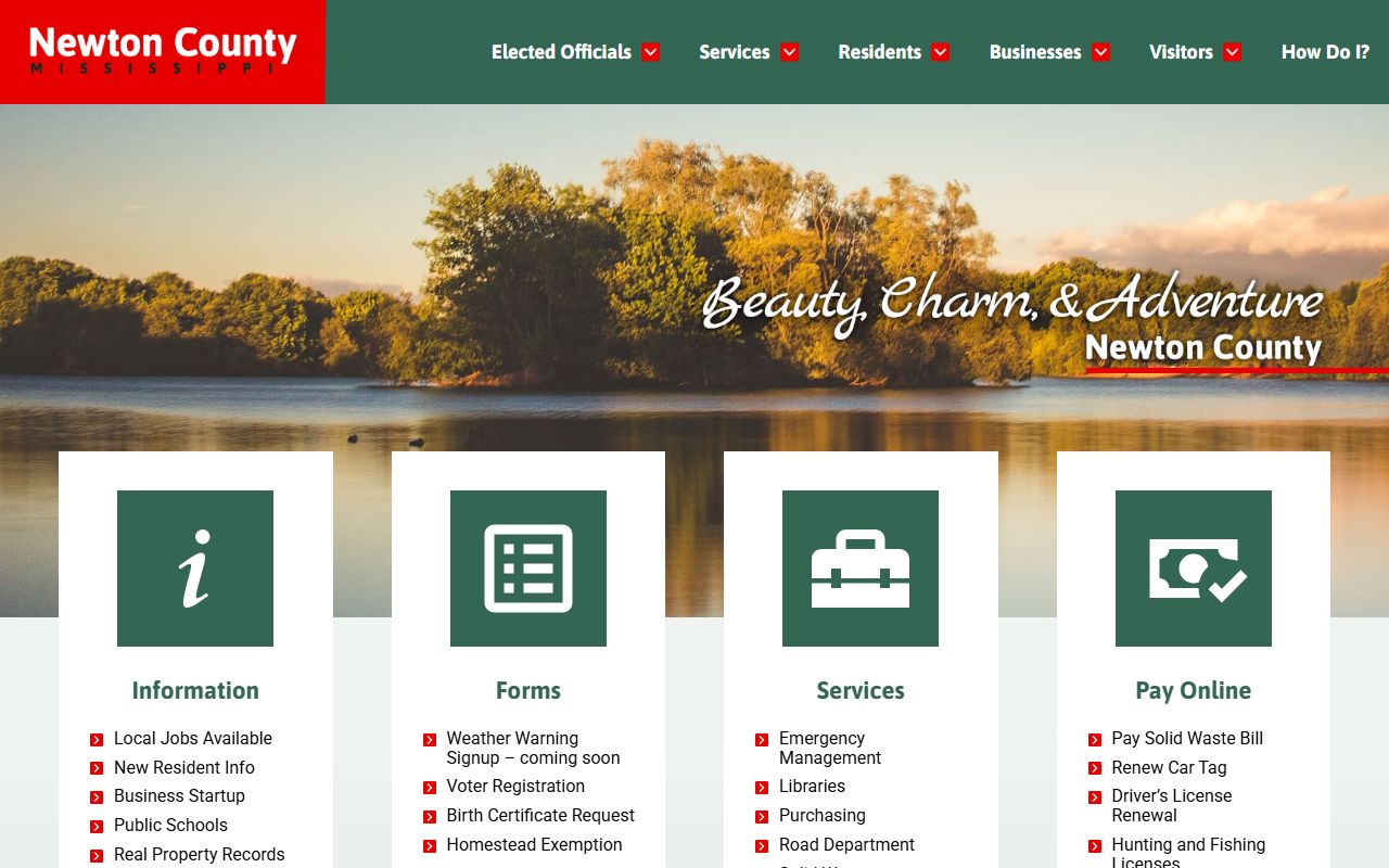 Newton County court records and county-seat context on the official county homepage