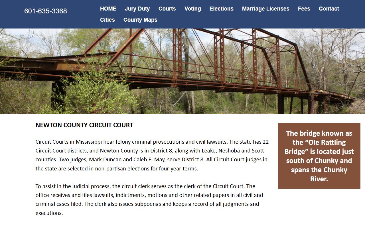 Newton County court records and Circuit Clerk recordkeeping duties for Circuit Court