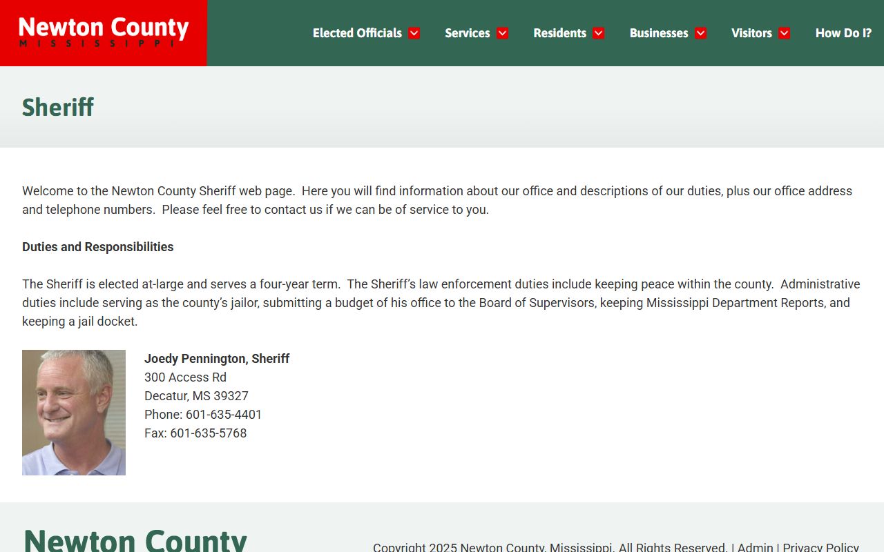 Newton County court records link to the Sheriff's Office and jail custody role