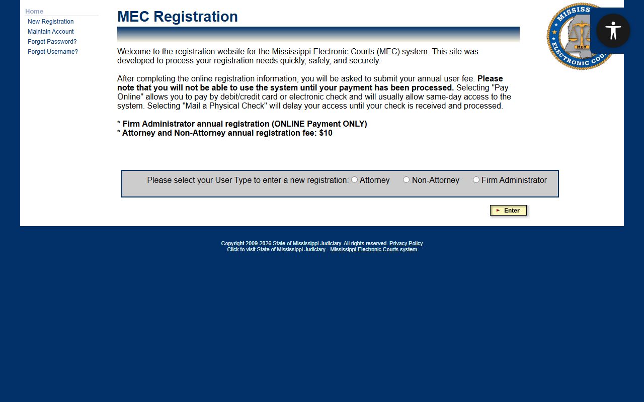 Newton County court records access through the MEC public registration portal